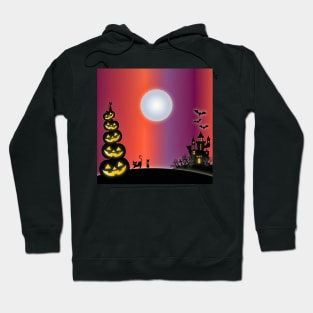 Halloween Pumpkins & Cats & Haunted House Hoodie